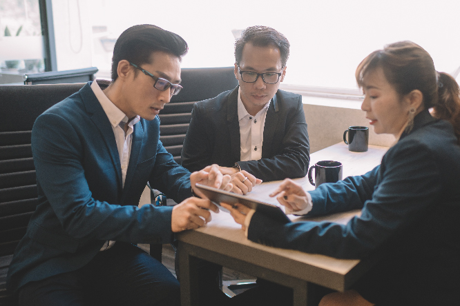 Group having business discussion