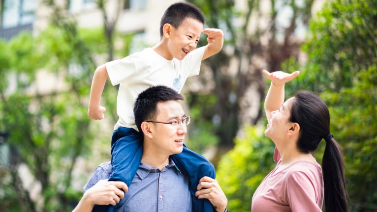 Parents spending quality time with child