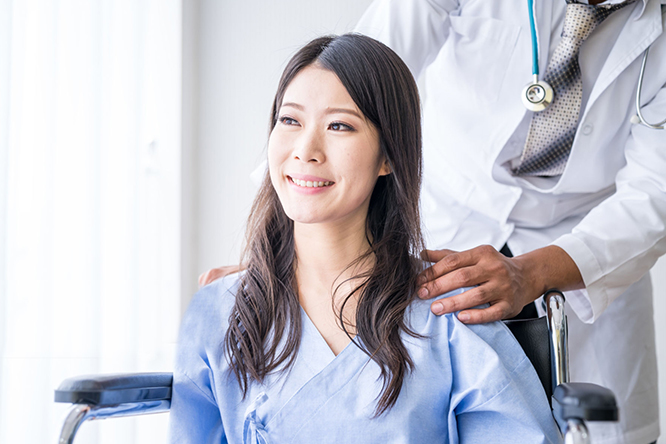 Female patient on wheelchair