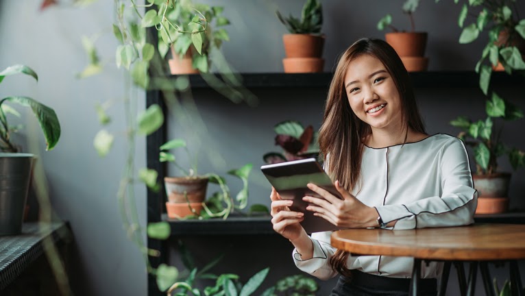 Girl using tablet