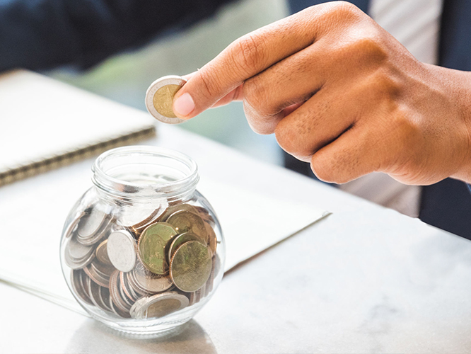 Guy saving money