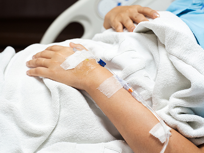 Patient in hospital bed