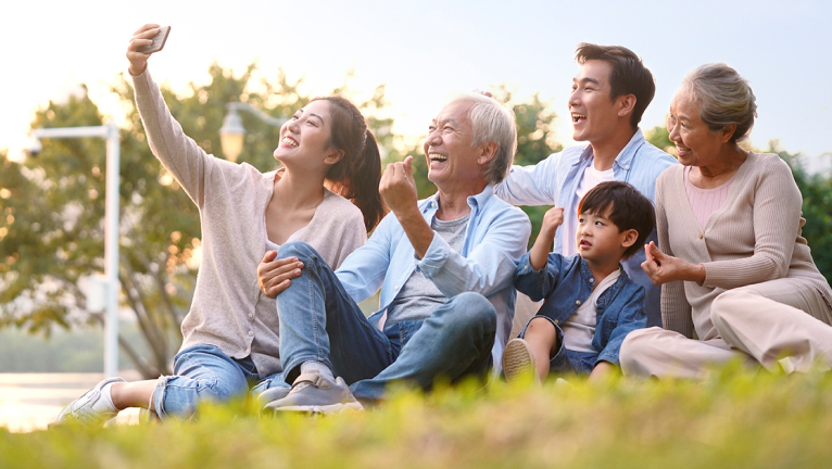 Family taking selfie