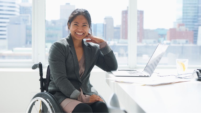 Disabled women on wheelchair